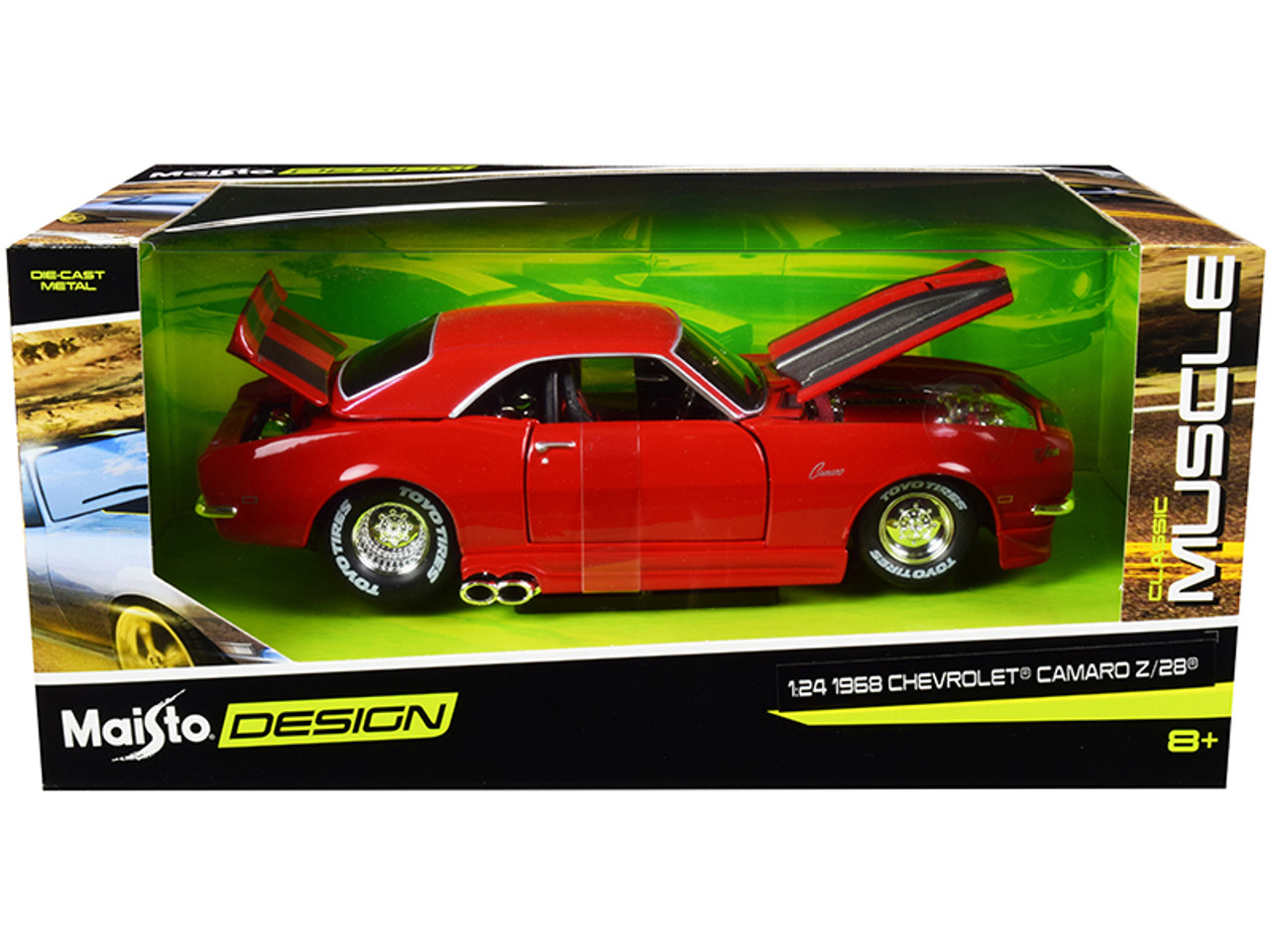 1968 Chevrolet Camaro Z/28 Red with Silver Stripes "Classic Muscle" 1/24 Diecast Model Car by Maisto