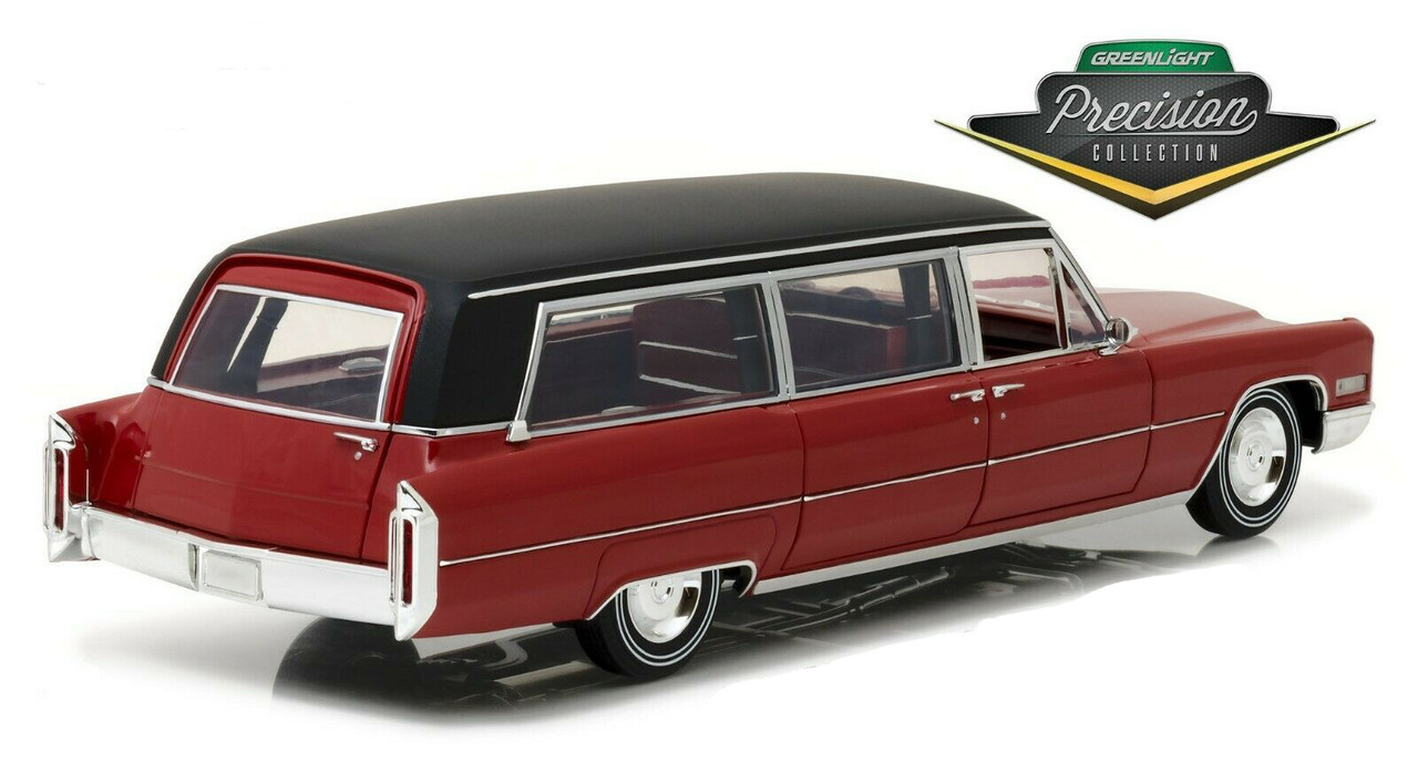 1/18 1966 Cadillac S&S Limousine - Red with Black Vinyl Roof Diecast Car Model