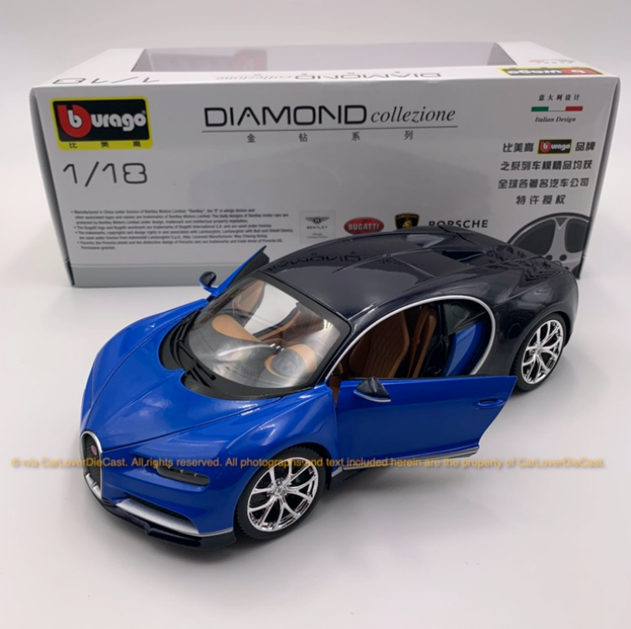 1/18 bburago Bugatti Plus Bugatti Chiron Blue