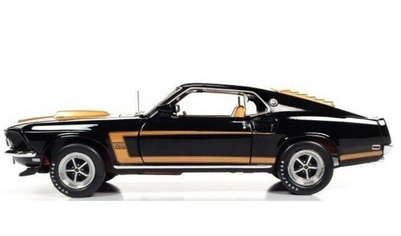1/18 1969 Ford Mustang Boss 429 (Black with gold stripes) Diecast Car Model
