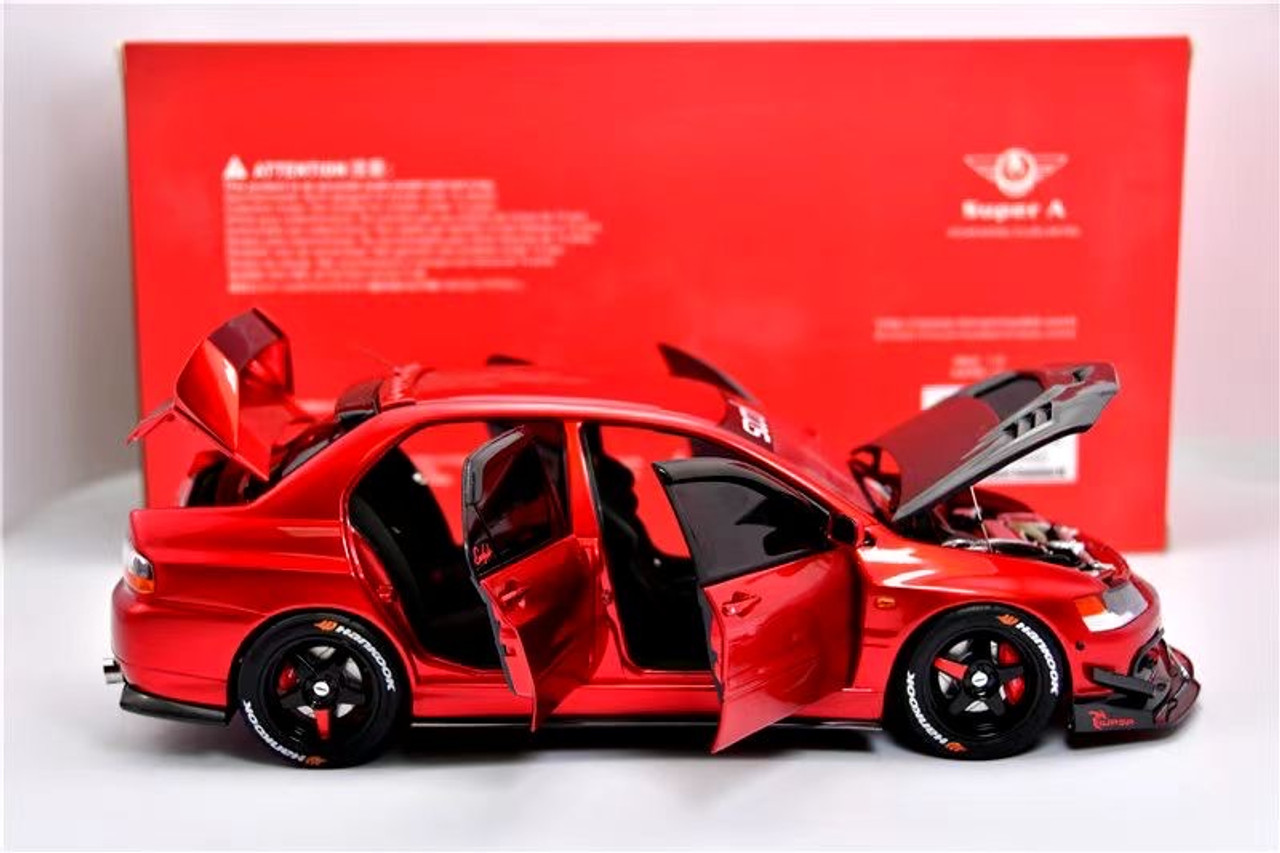 1/18 Super A SuperA Mitsubishi Evo 9 Evo9 Evo IX 9th Generation RA Ralliart (Red) Modified Edition Diecast Car Model Limited 555 Pieces