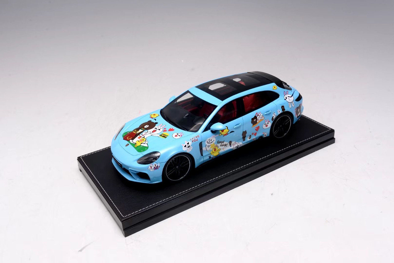 1/18 Porsche Panamera Sport Turismo Turbo S E-Hybrid (Brown & Friends Cartoon Edition) Resin Car Model Limited 88 Pieces