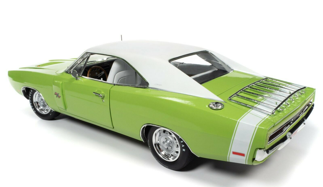 1/18 Auto World 1970 Dodge Charger R/T with Luggage Rack FJ5 Sublime Green with White Top and White Interior "Hemmings Muscle Machines" Magazine Cover Car (November 2014) "American Muscle 30th Anniversary" Diecast Car Model