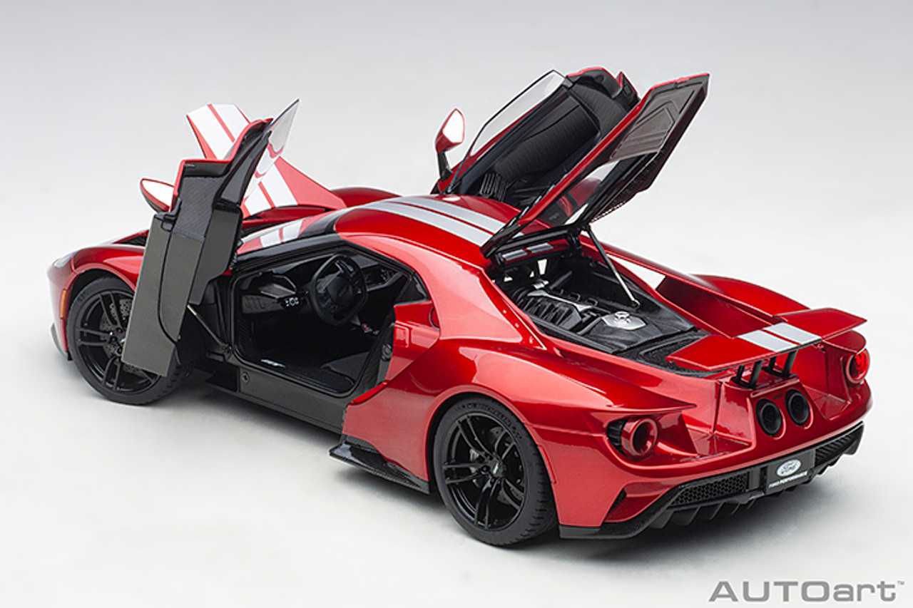 1/18 AUTOart 2017 Ford GT (Liquid Red with Silver Stripes) Car Model