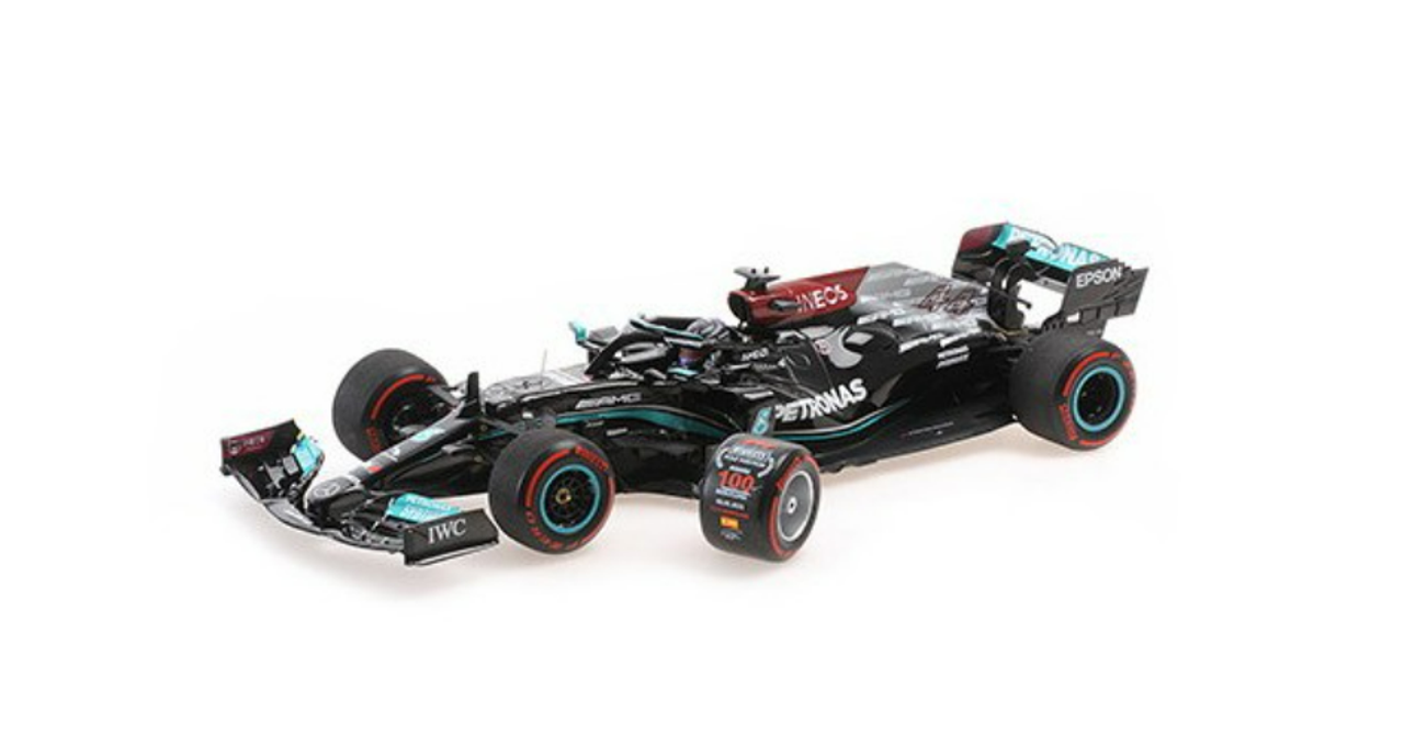 1/43 Minichamps 2021 Lewis Hamilton Mercedes-AMG F1 W12 #44 100th Pole Position Spanish GP Formula 1 Car Model Limited