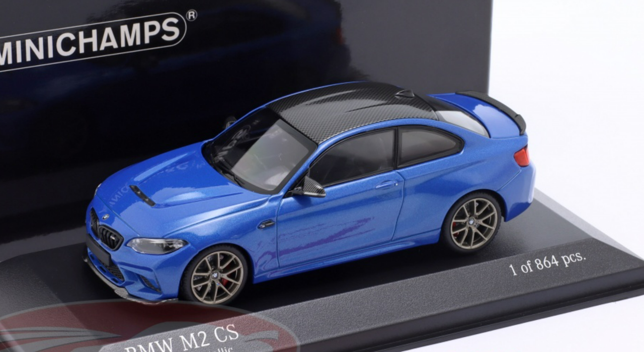 1/43 Minichamps 2020 BMW M2 CS (F87) (Misano Blue Metallic with Gold Wheels) Car Model