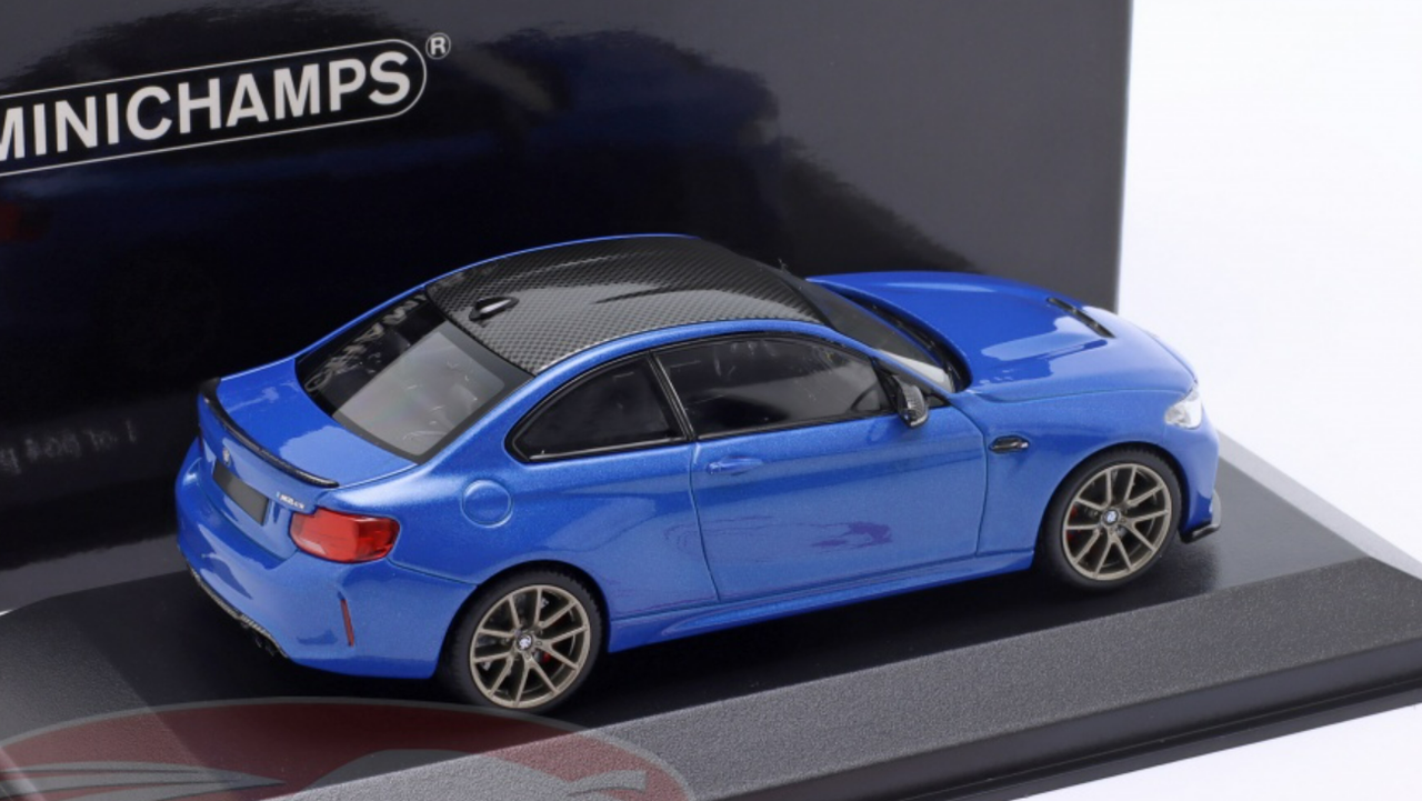 1/43 Minichamps 2020 BMW M2 CS (F87) (Misano Blue Metallic with Gold  Wheels) Car Model