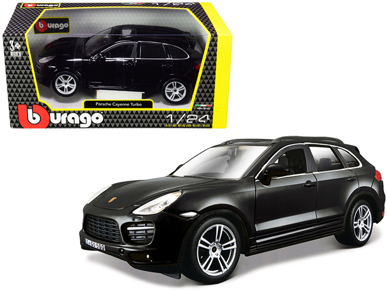 Porsche Cayenne Turbo Black 1/24 Diecast Model Car by Bburago