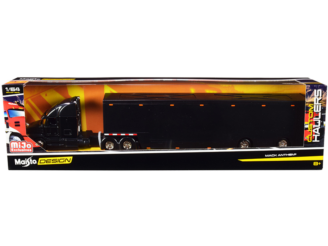 Mack Anthem Enclosed Transporter Black "Custom Haulers" Series 1/64 Diecast Model by Maisto