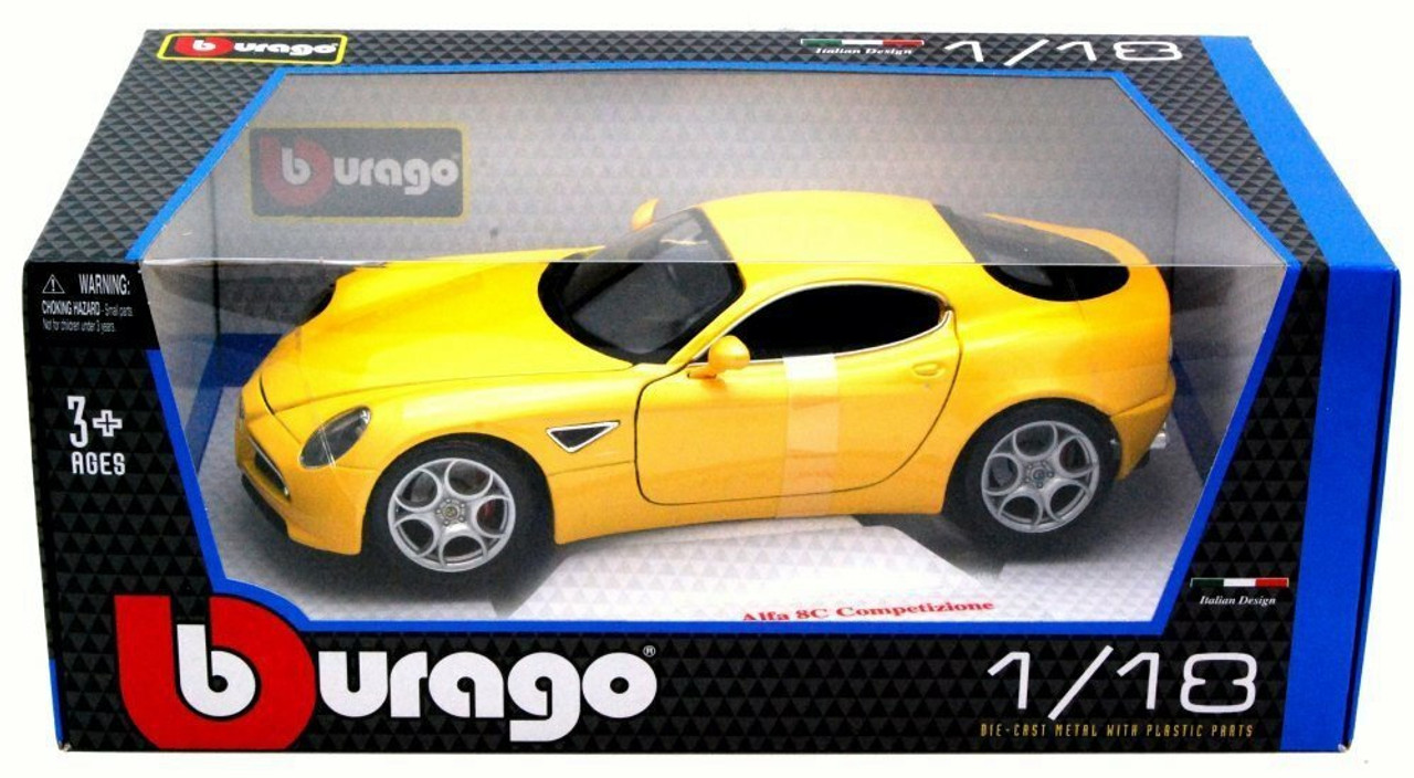 1/18 Bburago Alfa Romeo 8C Competizione (Yellow) Diecast Model Car