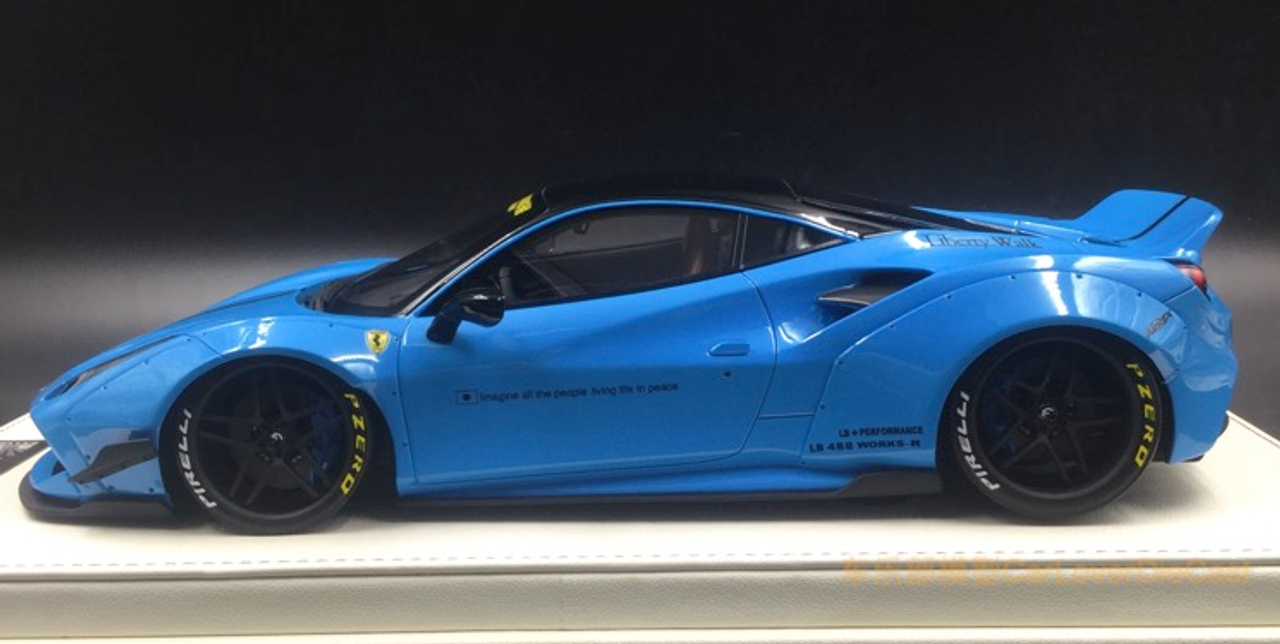 1/18 Kingston Ferrari 488 LB-Works Liberty Walks Blue Car Model 