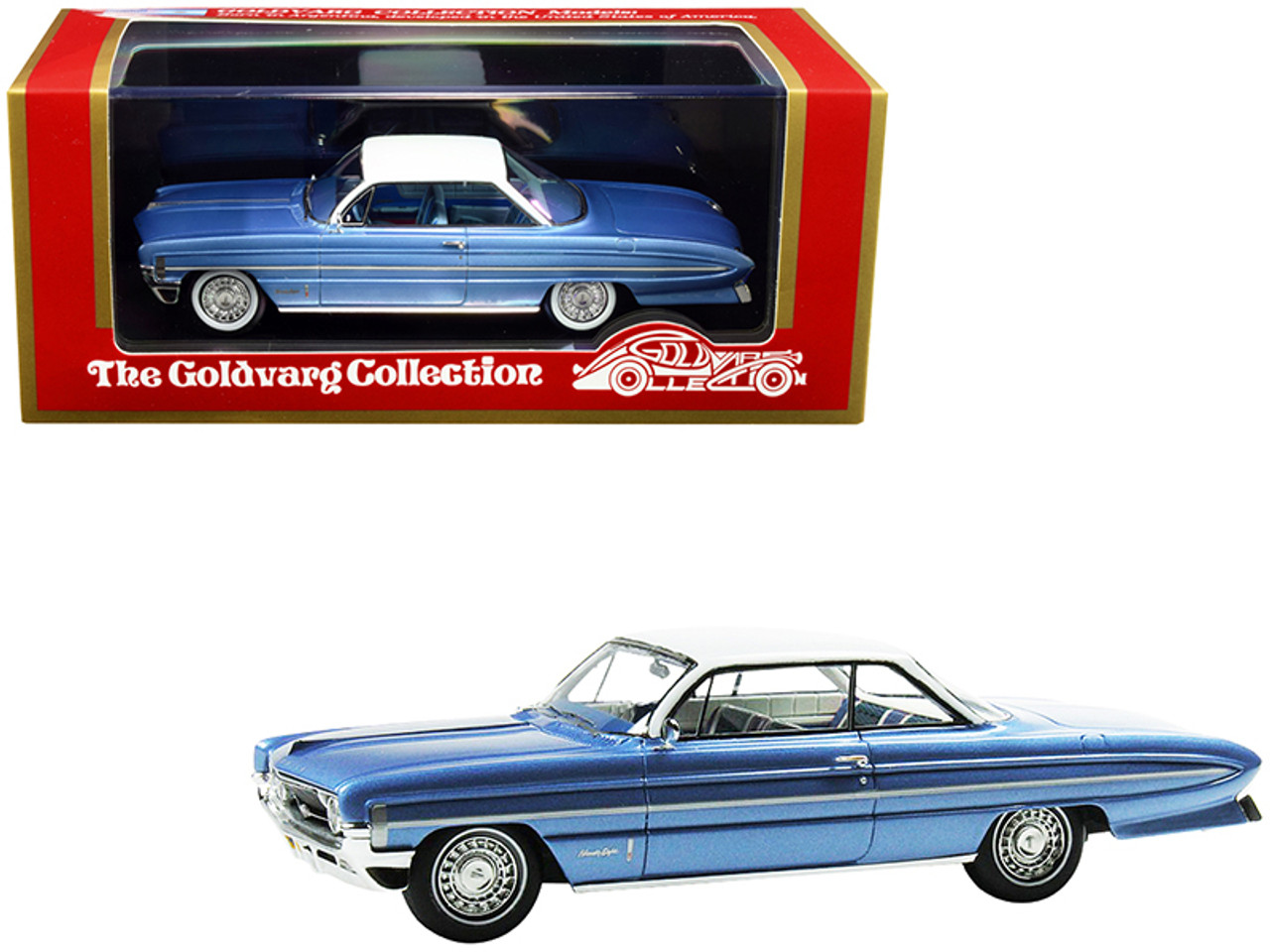 1961 Oldsmobile "Bubble Top" Light Blue Metallic with White Top Limited Edition to 235 pieces Worldwide 1/43 Model Car by Goldvarg Collection