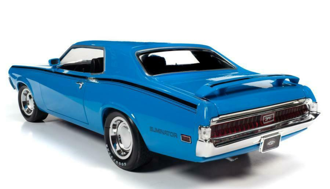 1/18 Auto World 1970 Mercury Cougar Eliminator Competition Blue with Black Stripes Diecast Model Limited