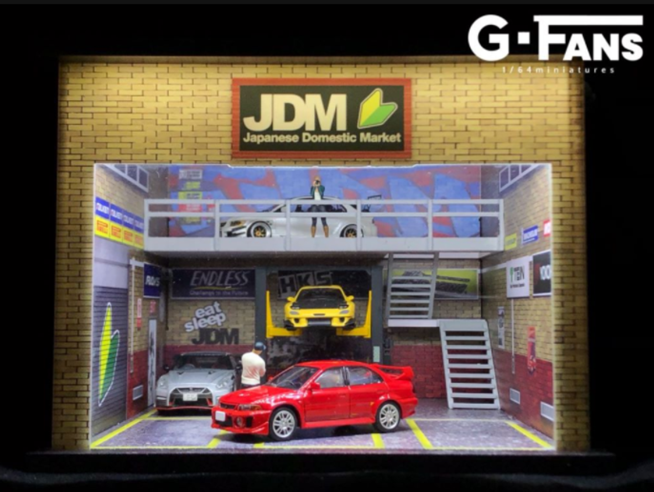  1/64 G-fans JDM Scene Diorama with LED  (Car Models NOT Included)