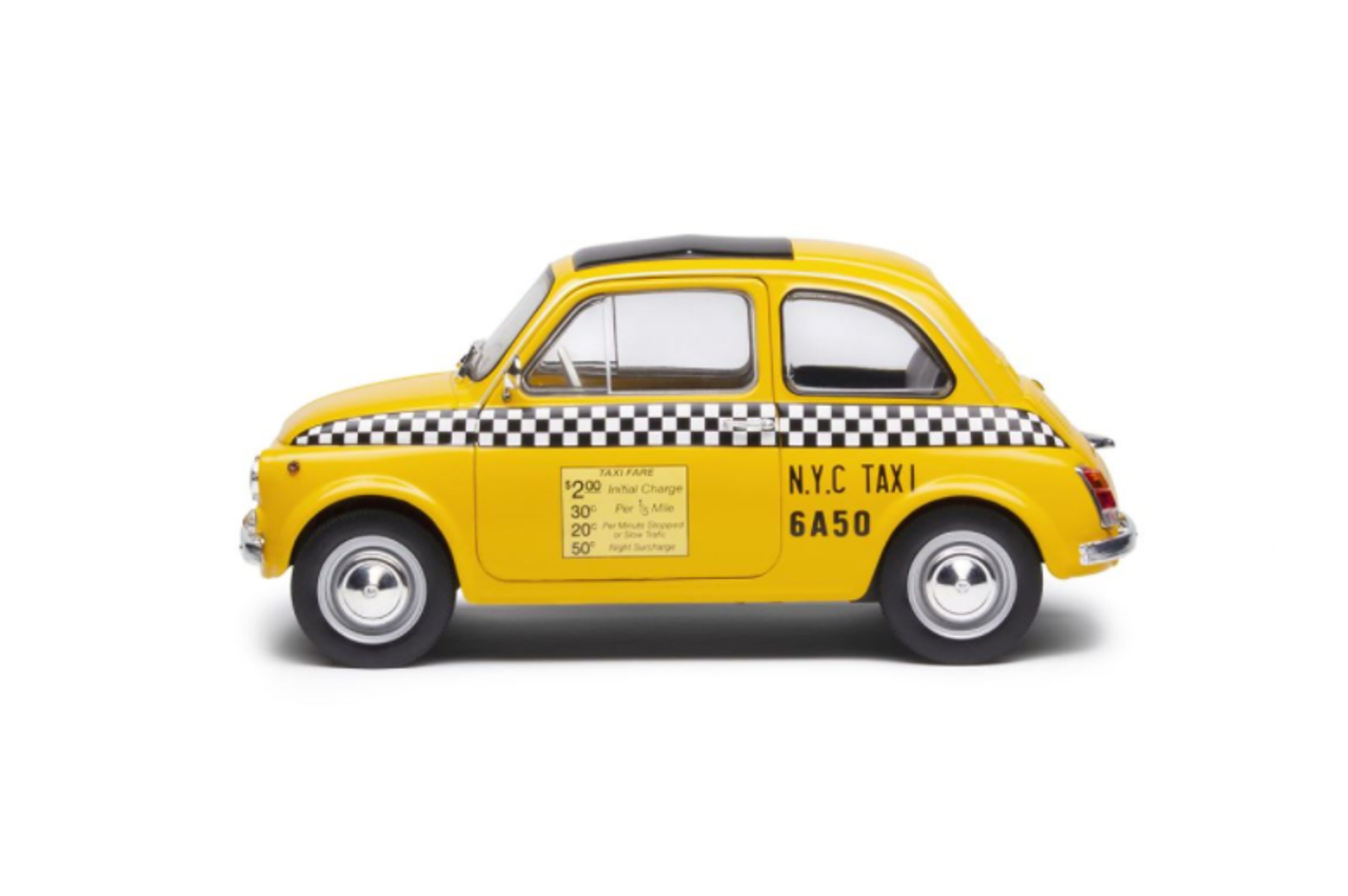 1/18 Soldio 1965 Fiat 500 Taxi NYC (Yellow) Diecast Car Model