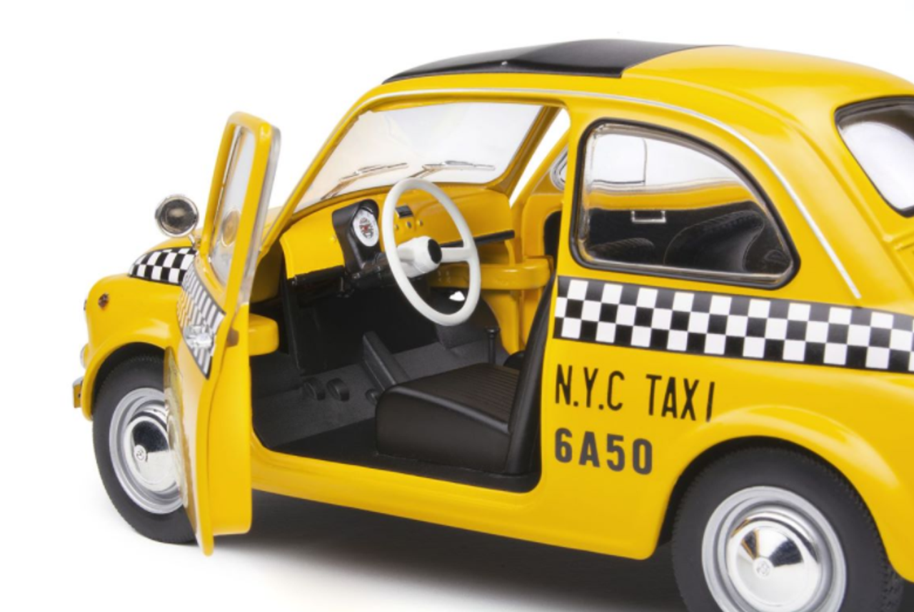 1/18 Soldio 1965 Fiat 500 Taxi NYC (Yellow) Diecast Car Model