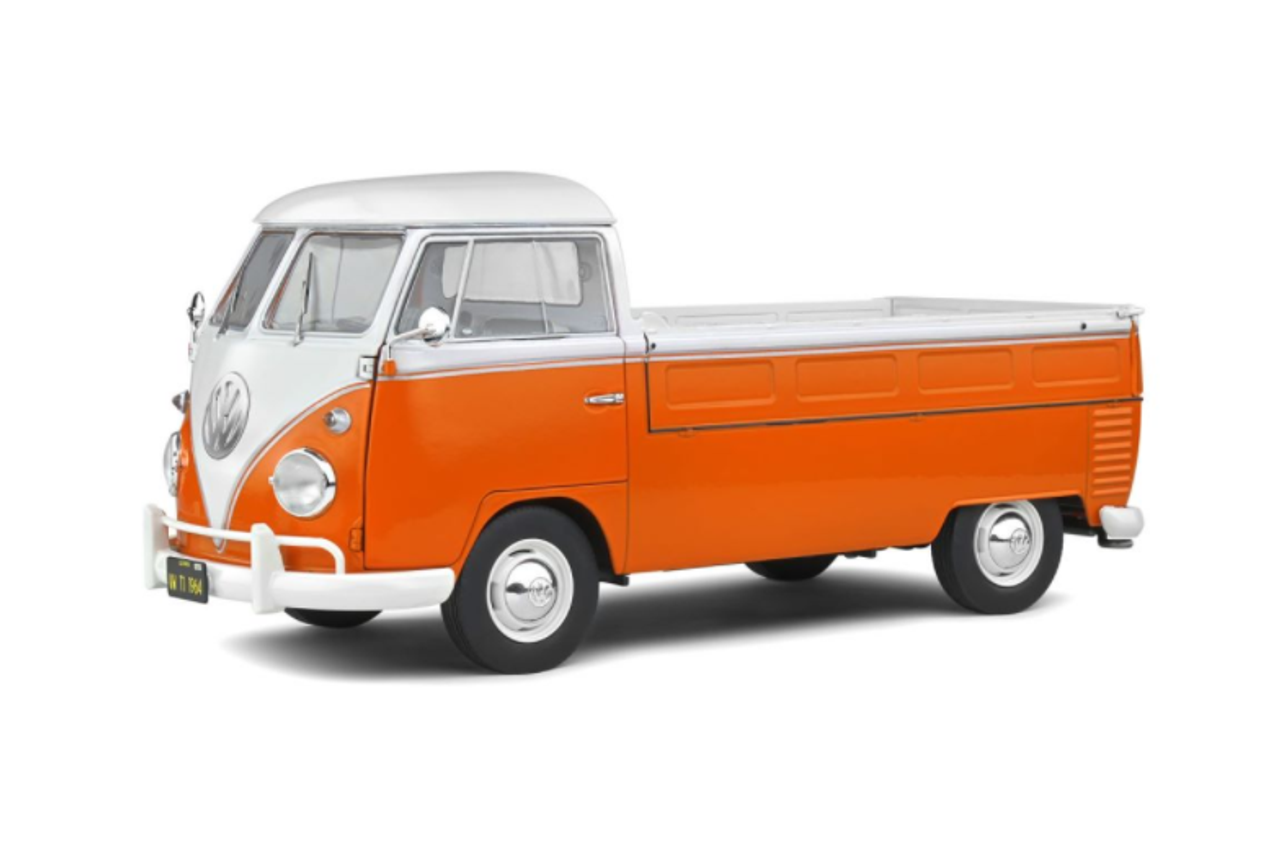  1/18 Soldio 1950 Volkswagen T1 Pick Up (Orange & White) Diecast Car Model