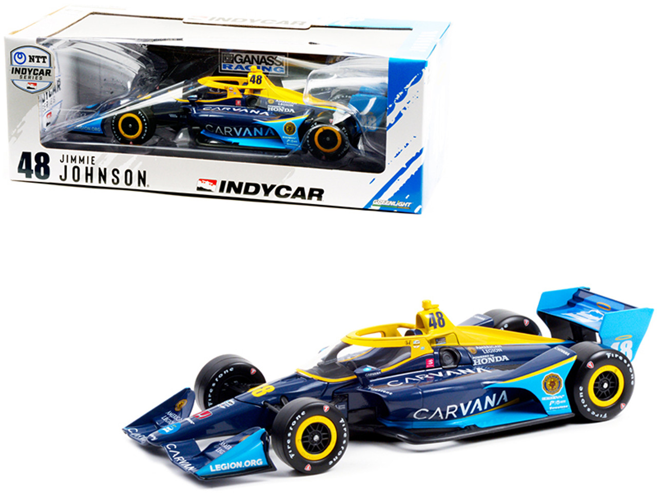 Dallara IndyCar #48 Jimmie Johnson "Carvana" Chip Ganassi Racing (Road Course Configuration) "NTT IndyCar Series" (2021) 1/18 Diecast Model Car by Greenlight