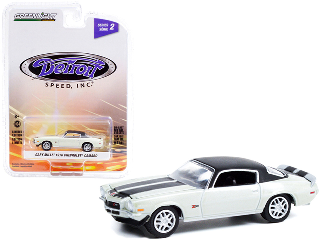 1970 Chevrolet Camaro Z28 (Gary Mills') Light Green Metallic with Black Top and Stripes "Detroit Speed Inc." Series 2 1/64 Diecast Model Car by Greenlight
