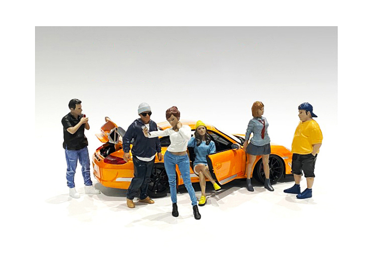 "Car Meet 1" 6 piece Figurine Set for 1/18 Scale Models by American Diorama