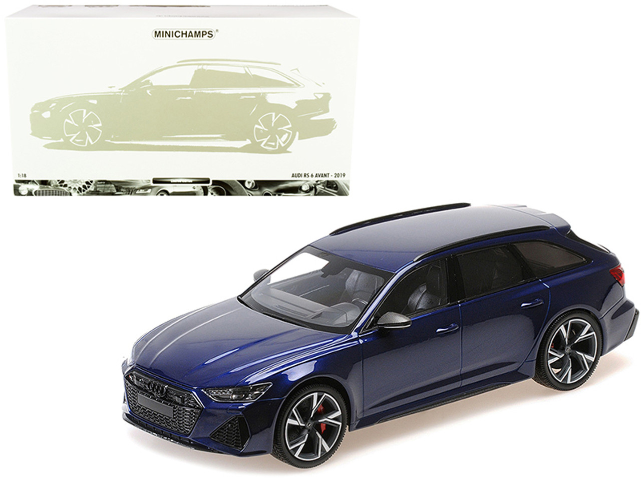 2019 Audi RS 6 Avant Blue Metallic Limited Edition to 402 pieces Worldwide 1/18 Diecast Model Car by Minichamps