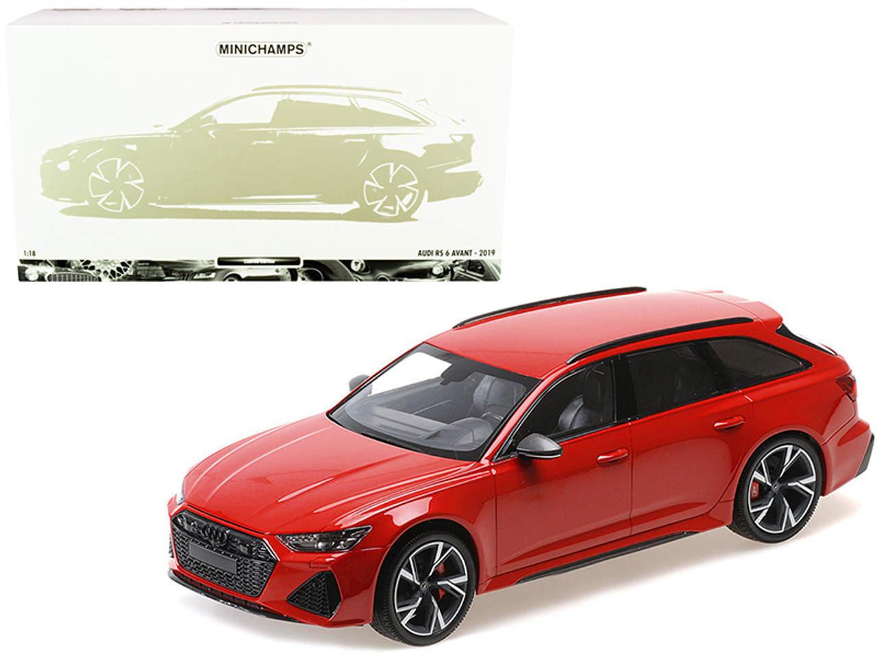 2019 Audi RS 6 Avant Red Metallic Limited Edition to 300 pieces Worldwide 1/18 Diecast Model Car by Minichamps