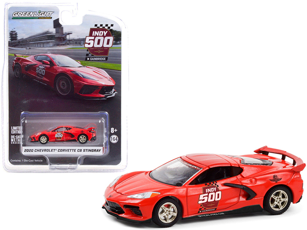 2020 Chevrolet Corvette C8 Stingray Red Official Pace Car "104th Running of the Indianapolis 500" "Hobby Exclusive" 1/64 Diecast Model Car by Greenlight