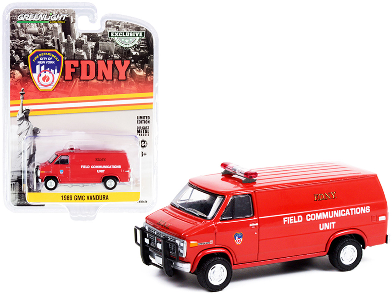 1989 GMC Vandura Van Red "Fire Department City of New York" (FDNY) Field Communications Unit "Hobby Exclusive" 1/64 Diecast Model Car by Greenlight