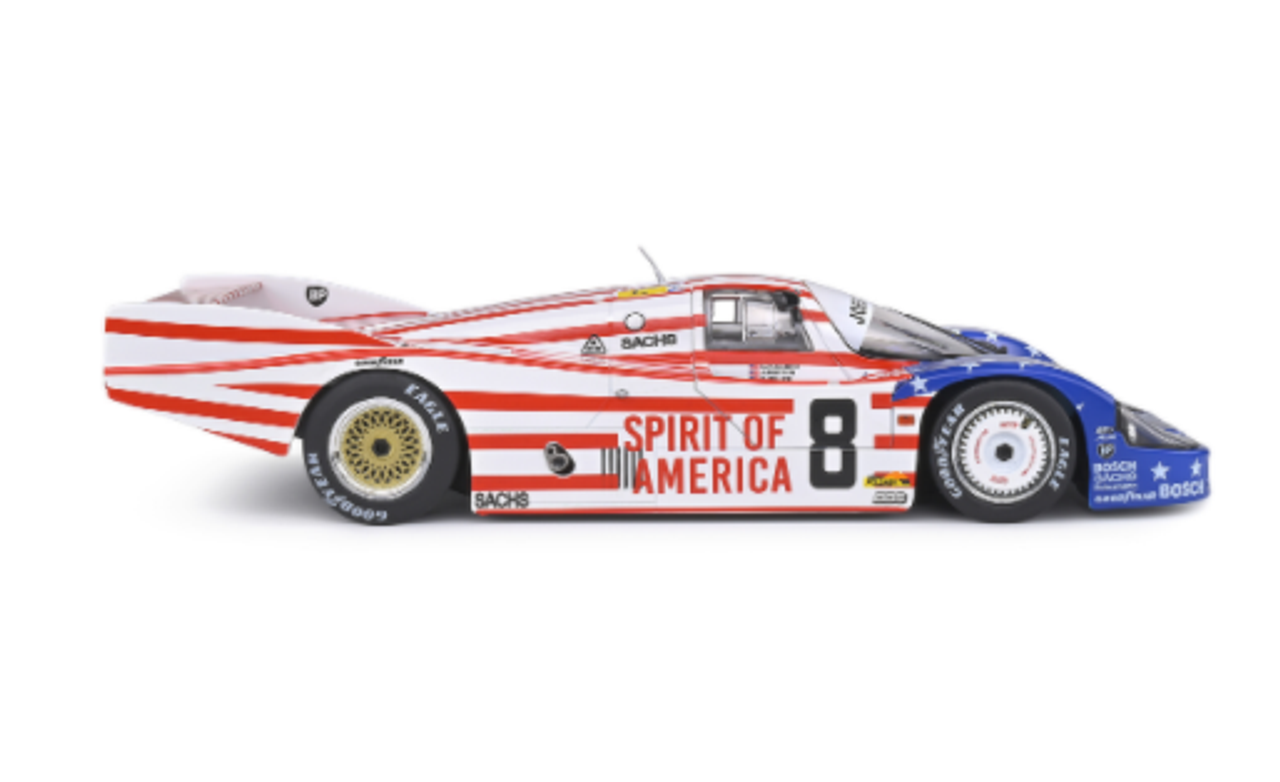  1/18 Solido 1986 Porsche 956 LH #8 3rd 24h LeMans Joest Racing George Follmer, John Morton, Kenper Miller Diecast Car Model