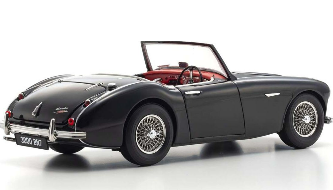 1/18 Kyosho Austin Healey 3000 Mk-1 (BN7) Convertible RHD (Right Hand Drive) Black Diecast Car Model