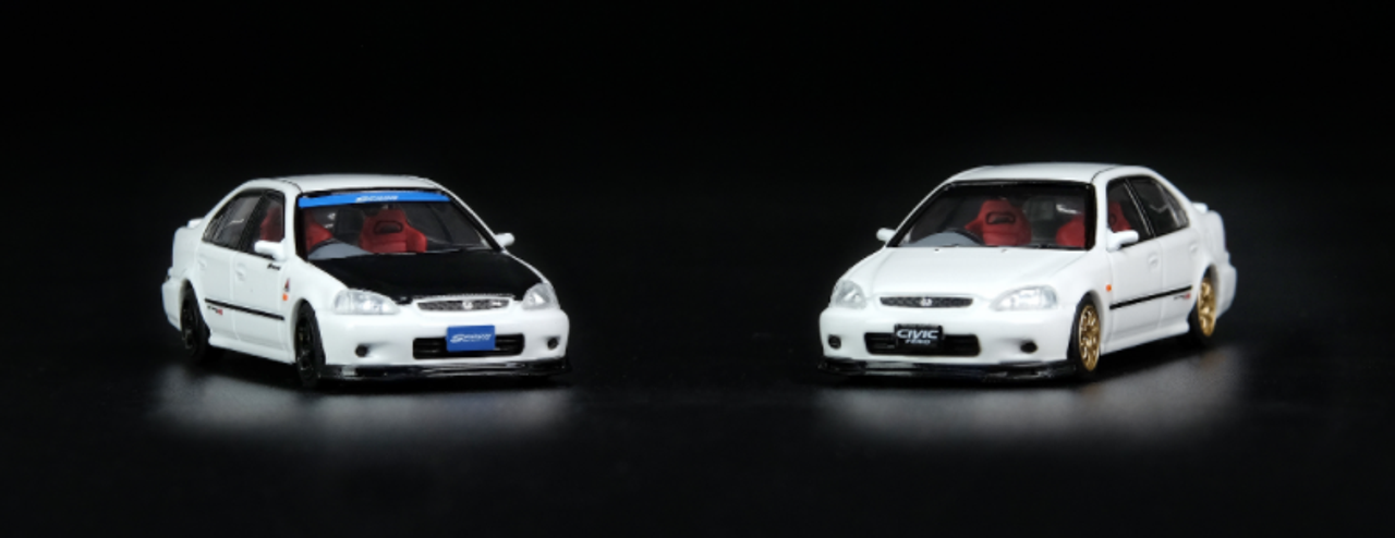 1/64 Inno64 Honda Civic Ferio Vi-RS "JDM MOD VERSION" Championship White (With extra wheels and extra decals) (ONE CAR ONLY)