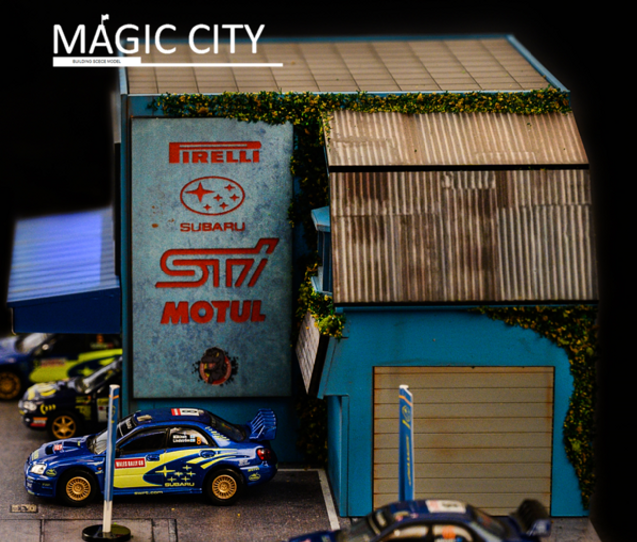 1/64 Magic City Subaru Modification Body Shop Diorama (car models NOT included)