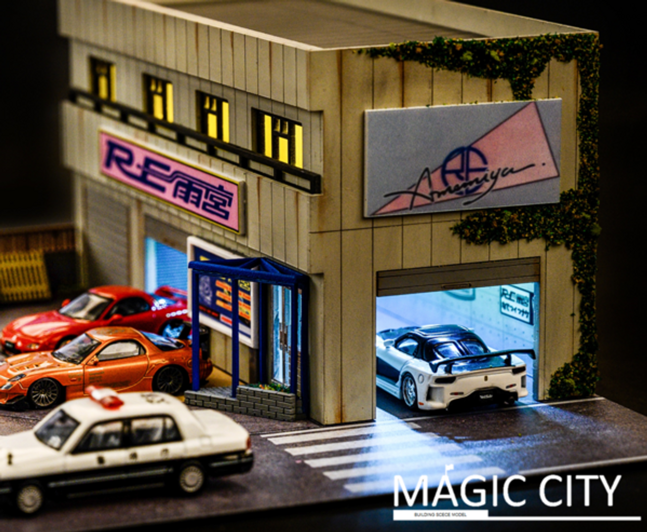 1/64 Magic City Japanese RE Modification Body Shop Diorama (car models NOT included)