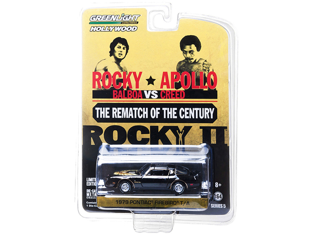 1979 Pontiac Firebird Trans Am T/A Black with Hood Bird "Rocky II" (1979) Movie "Hollywood Series" Release 5 1/64 Diecast Model Car by Greenlight