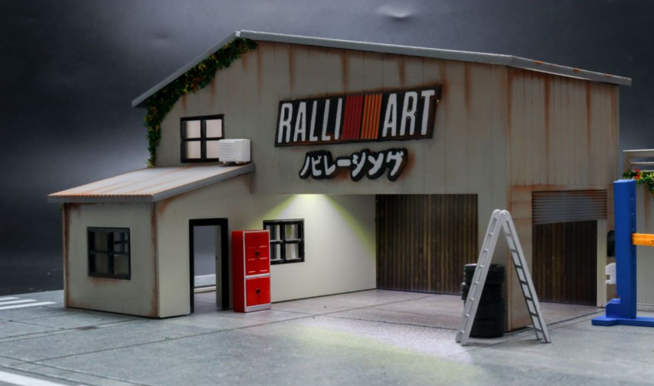 1/64 Magic City RALLIART Repair Shop Diorama (car models NOT included)