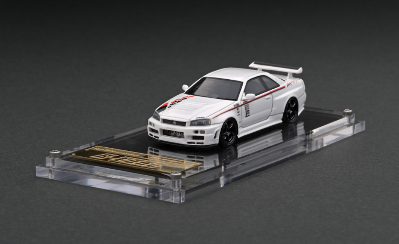  1/64 Ignition Model Nismo R34 GT-R R-tune White Resin Car Model 