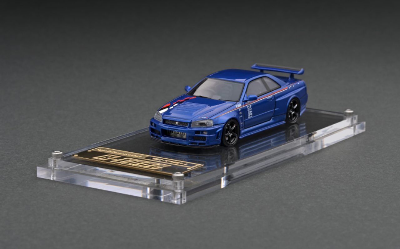 1/64 Ignition Model Nismo R34 GT-R R-tune Bayside Blue Resin Car Model 