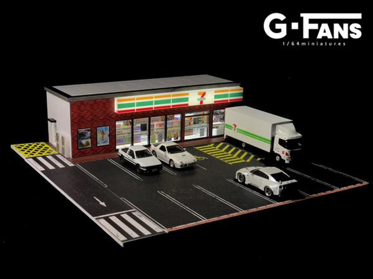 1/64 G-Fans 711 7-Eleven 7-11 Diorama with LED (Car models and