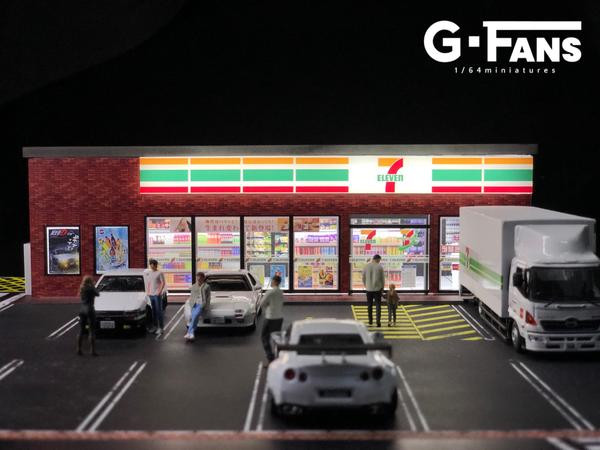 1/64 G-Fans 711 7-Eleven 7-11 Diorama with LED (Car models and