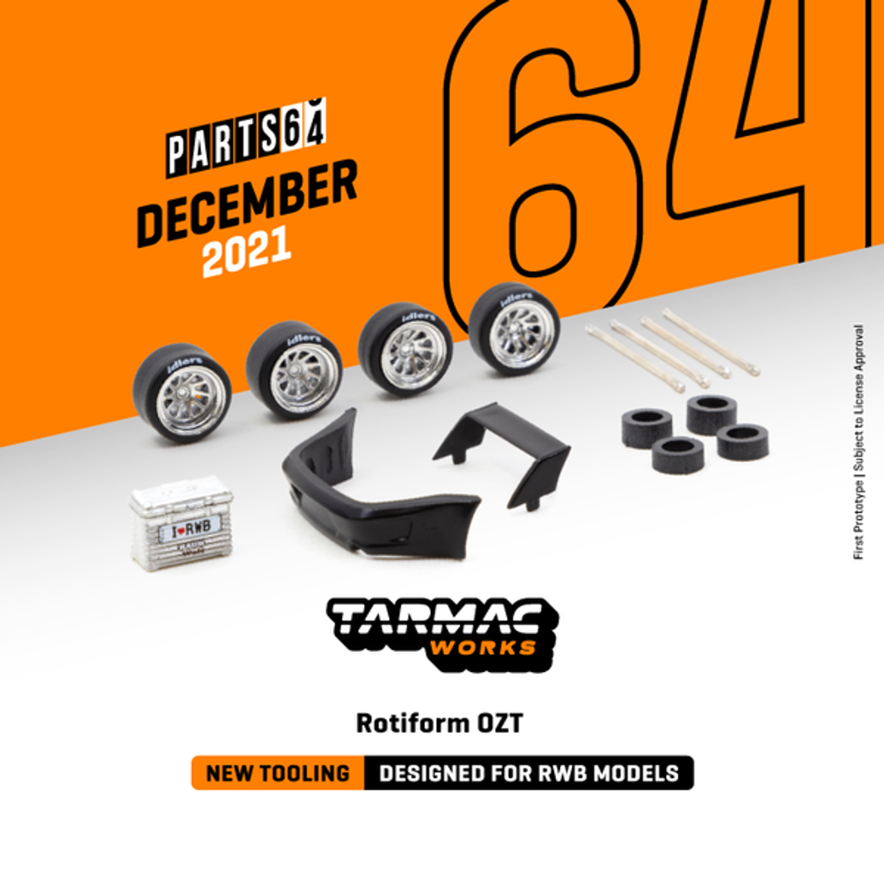 1/64 TW Tarmac Works Rotiform OZT - Designed Kits & Wheels for RWB Models Sliver