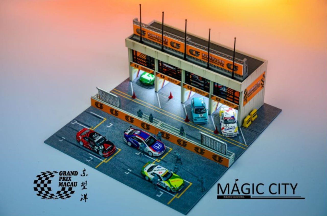 1/64 Magic City Macau Guia Circuit GP Pit Stop Diorama (Models & Figures NOT included)