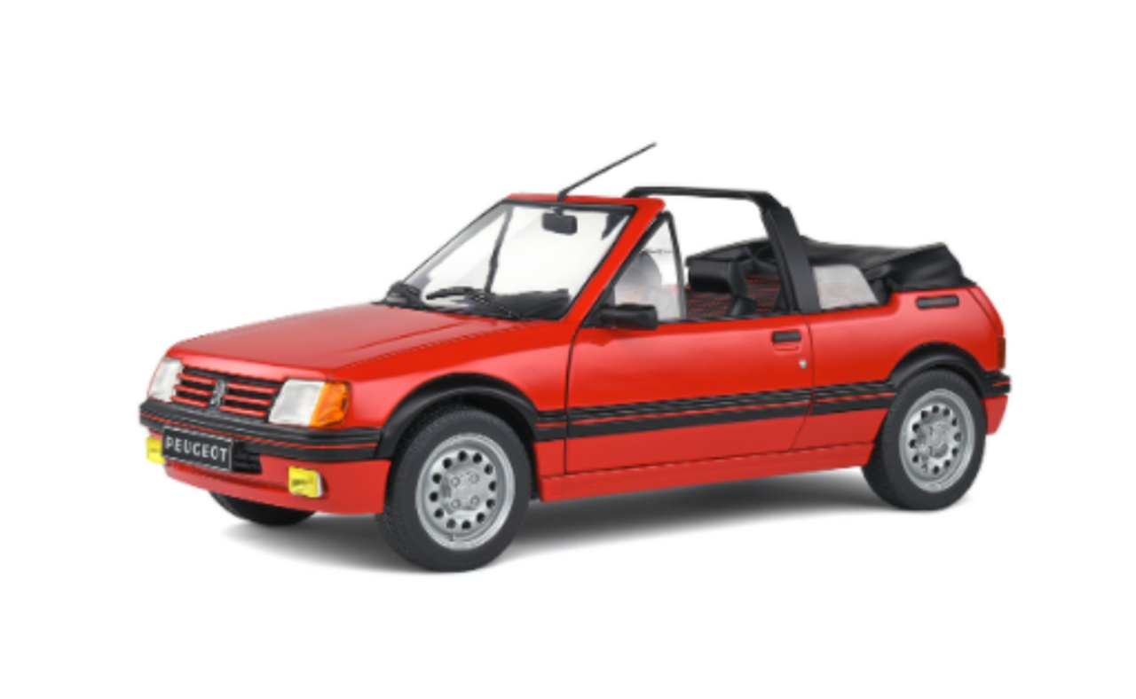  1/18 Solido PEUGEOT 205 GTI MK1 CABRIOLET - ROUGE VALLELUNGA - 1989 Diecast Car Model 