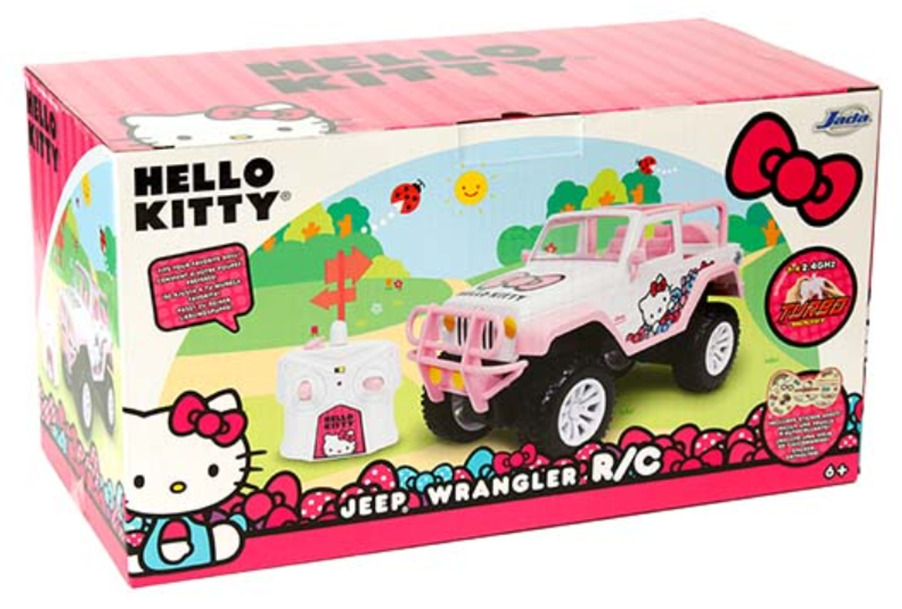 Jada R/C Radio Controlled 1/16 Hello Kitty Jeep Wrangler (White and Pink) with Sticker Sheet Closed Box