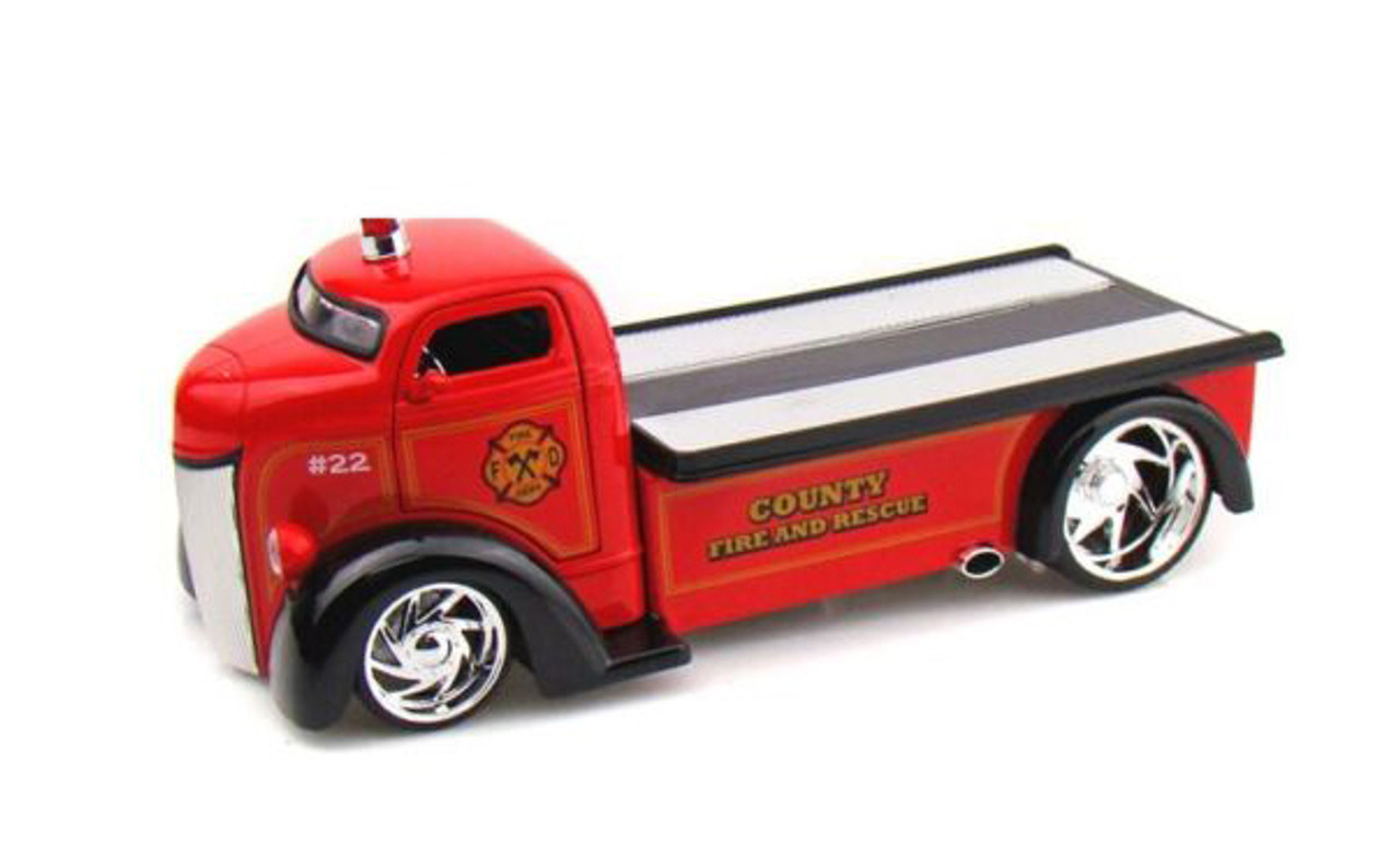 1/24 Jada Window Box Heat 1947 Ford COE Fire Rescue Red Diecast Car Model