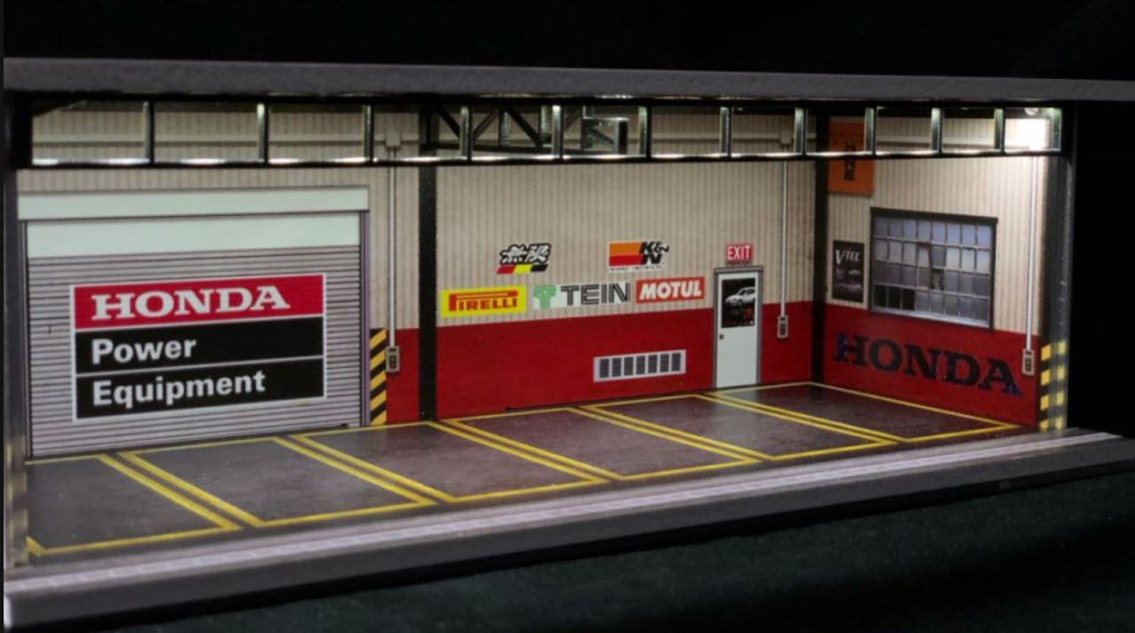 1/64 G-Fans Six Car Honda Theme Garage Diorama with LED (car models NOT included)