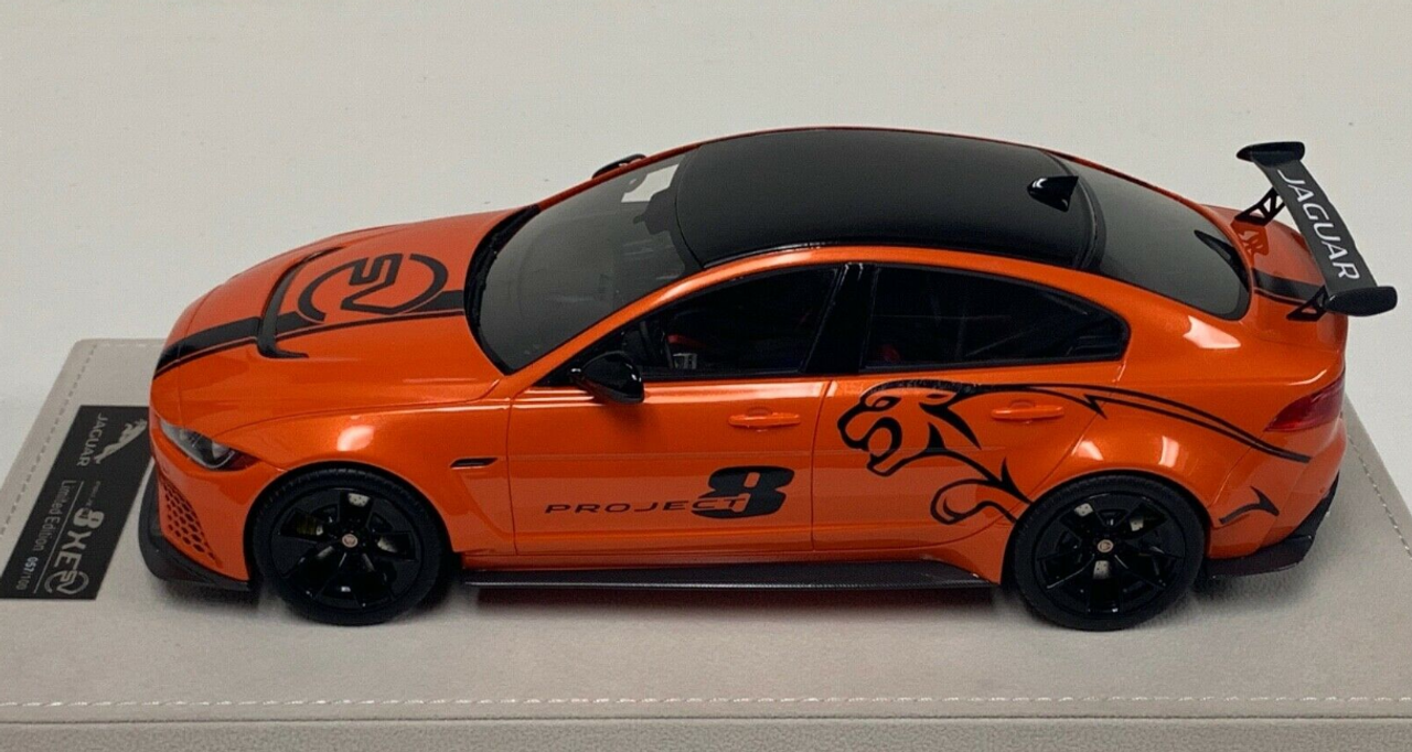 1/18 VAV Jaguar XE SV Project 8 in Orange with Alcantara Base Limited 100 Pieces