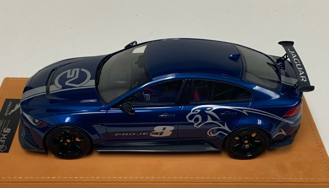 1/18 VAV Jaguar XE SV Project 8 in Blue with Alcantara Base Limited 100 Pieces