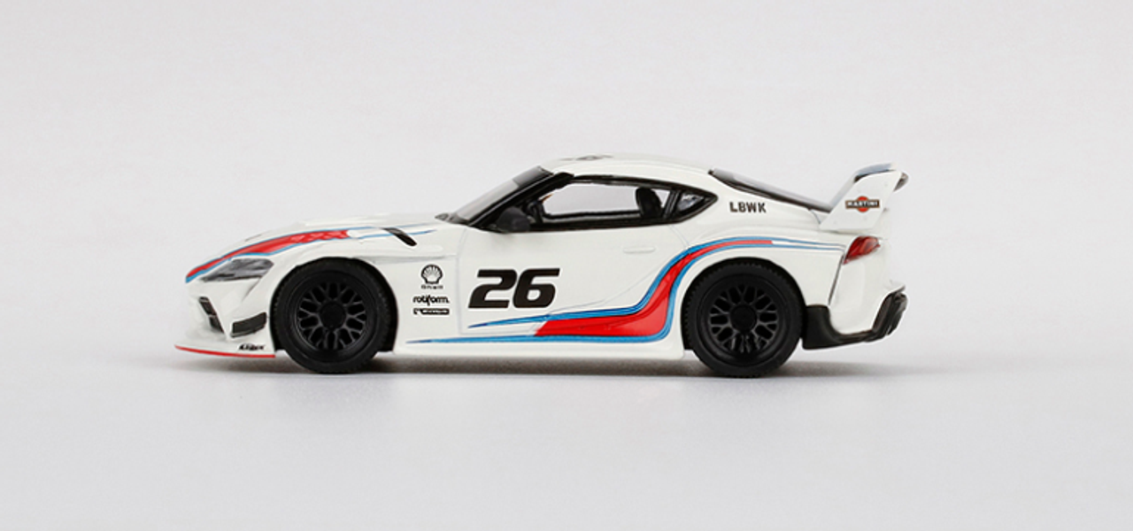 1/64 Mini GT Toyota GR Supra LB WORKS #26 White "Martini Racing" Limited Edition Diecast Car Model