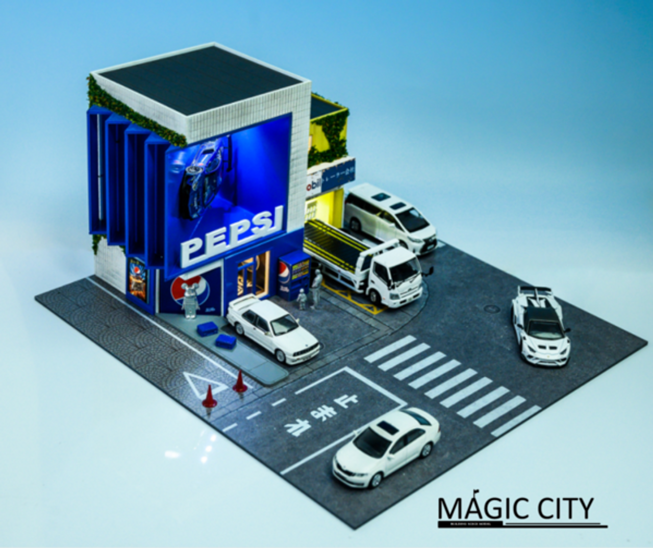1/64 Magic City Japanese Street View Cola Mall & Trailer Shop Diorama (car models and figures NOT included)