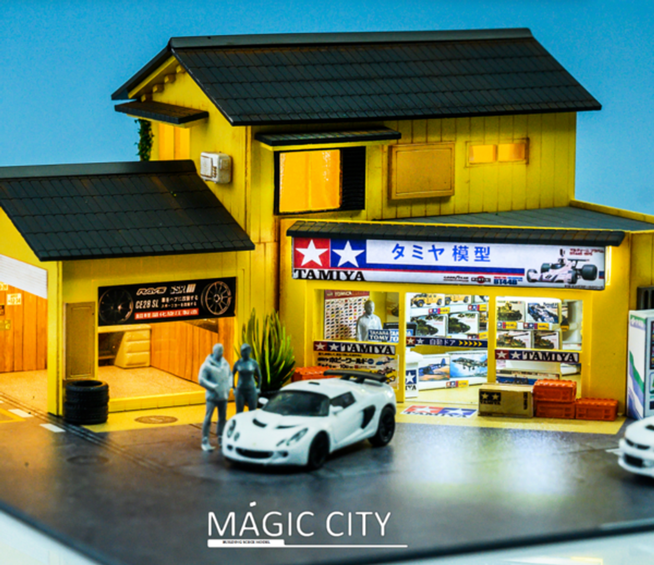 1/64 Magic City Japanese Street View Japanese Model Shop & Garage Diorama (car models and figures NOT included)